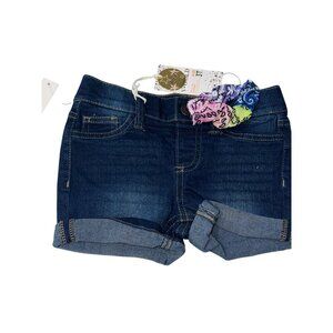 Girls Denim Blue Jean Shorts 3T With Rolled Cuffs & Headband Set V-Gold Brand